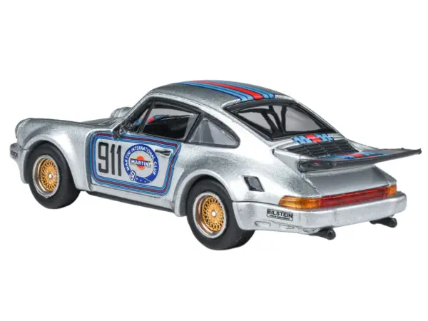 Porsche 911 Carrera RSR 3.0 "Martini Racing" Silver Metallic with Stripes 1/64 Diecast Model Car by Paragon Models #4