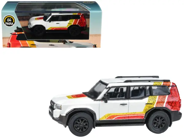 2024 Toyota Land Cruiser 250 Prado White with "TRD" Stripes 1/64 Diecast Model Car by Paragon Models #1