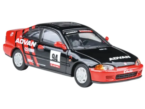 1995 Honda Civic Coupe EJ1 #94 "Autocross - ADVAN" Black and Red 1/64 Diecast Model Car by Paragon Models #4