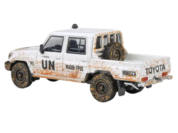 2014 Toyota Land Cruiser LC 79 Pickup Truck "UN MINUSCA" White (Dirty Version) 1/64 Diecast Model Car by Paragon Models #2