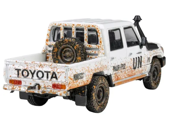 2014 Toyota Land Cruiser LC 79 Pickup Truck "UN MINUSCA" White (Dirty Version) 1/64 Diecast Model Car by Paragon Models #3