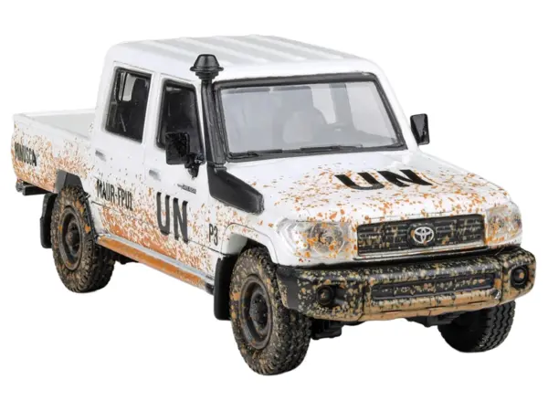 2014 Toyota Land Cruiser LC 79 Pickup Truck "UN MINUSCA" White (Dirty Version) 1/64 Diecast Model Car by Paragon Models #4