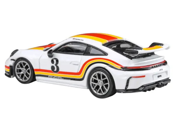 2025 Porsche 911 GT3 (992.2) #3 "Andial Livery" White with Stripes 1/64 Diecast Model Car by Paragon Models #2