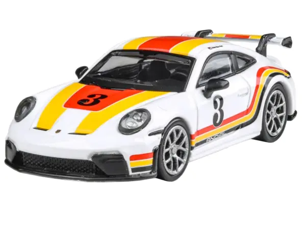 2025 Porsche 911 GT3 (992.2) #3 "Andial Livery" White with Stripes 1/64 Diecast Model Car by Paragon Models #3