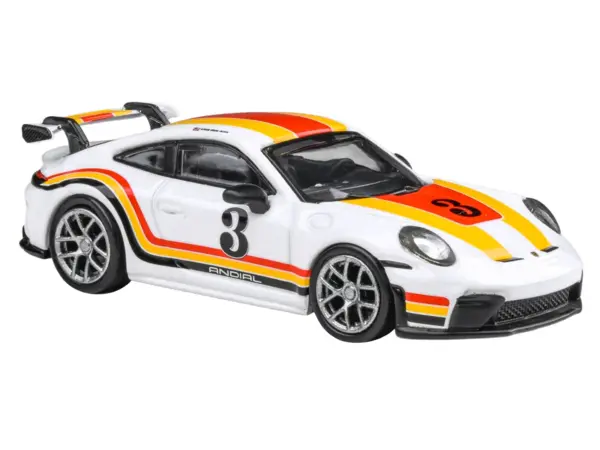 2025 Porsche 911 GT3 (992.2) #3 "Andial Livery" White with Stripes 1/64 Diecast Model Car by Paragon Models #4