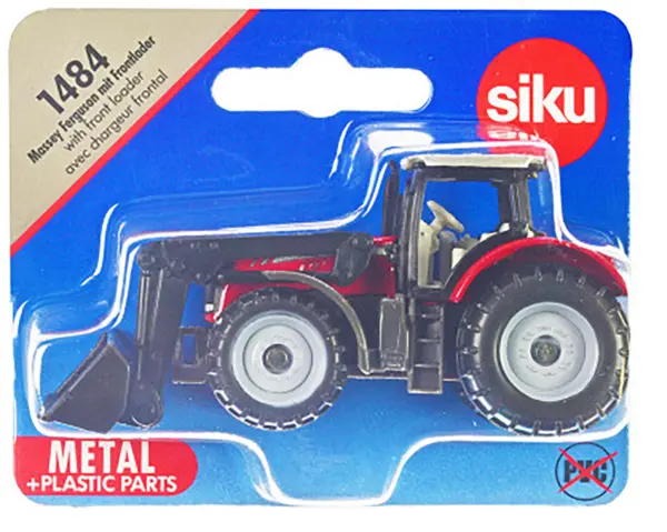 Massey Ferguson Tractor with Front Loader Red with Silver Top Diecast Model by Siku #3
