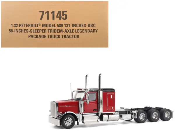 Peterbilt 589 Tridem-Axle Legendary Package Truck Tractor with 58" Sleeper Legendary Red "Transport Series" 1/32 Diecast Model by Diecast Masters #1