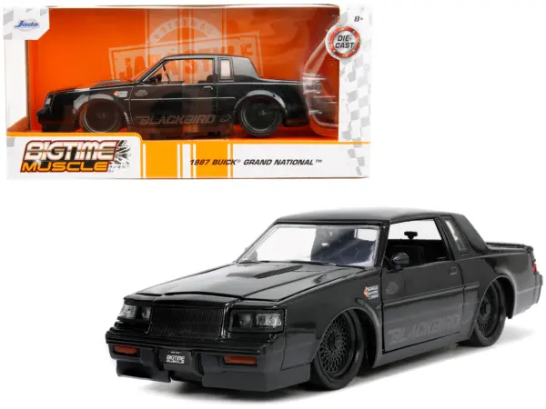 1987 Buick Grand National Black Metallic "Blackbird" "Bigtime Muscle" Series 1/24 Diecast Model Car by Jada #1