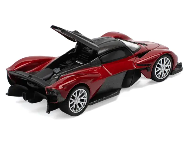 Aston Martin Valkyrie Supernova Red Metallic with Carbon Top 1/64 Diecast Model Car by Pop Race #2