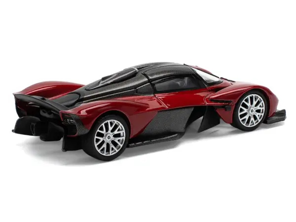Aston Martin Valkyrie Supernova Red Metallic with Carbon Top 1/64 Diecast Model Car by Pop Race #4