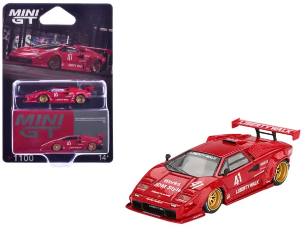 Lamborghini Countach LB-WORKS #41 Red Limited Edition 1/64 Diecast Model Car by Mini GT #1