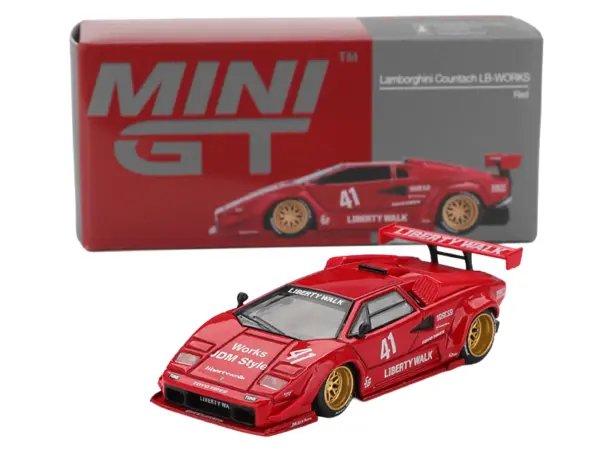 Lamborghini Countach LB-WORKS #41 Red Limited Edition 1/64 Diecast Model Car by Mini GT #4