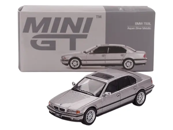 BMW 750IL Aspen Silver Metallic with Sun Roof Limited Edition 1/64 Diecast Model Car by Mini GT #4