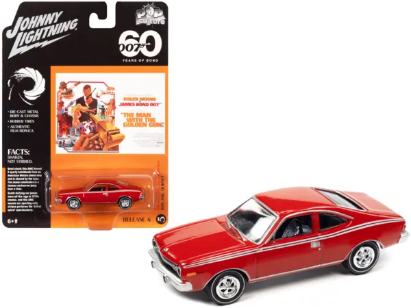 1974 AMC Hornet Red 007 James Bond "The Man with the Golden Gun" (1974) Movie "Pop Culture" 2022 Release 4 1/64 Diecast Model Car by Johnny Lightning #1