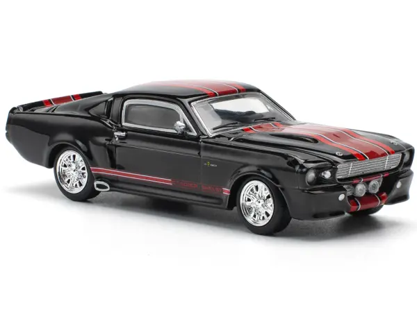 Shelby Mustang GT500 Dark Chrome with Red Stripes 1/64 Diecast Model Car by Pop Race #5