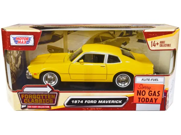 1974 Ford Maverick Yellow "Forgotten Classics" Series 1/24 Diecast Model Car by Motormax #1