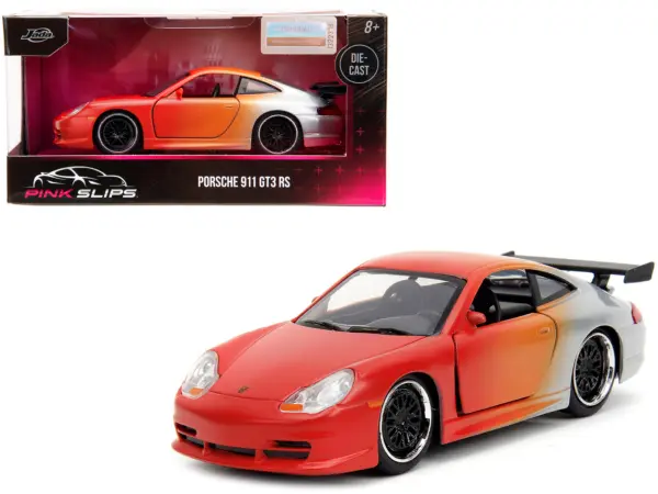 Porsche 911 GT3 RS Matt Orange and Silver Metallic "Pink Slips" Series 1/32 Diecast Model Car by Jada #1