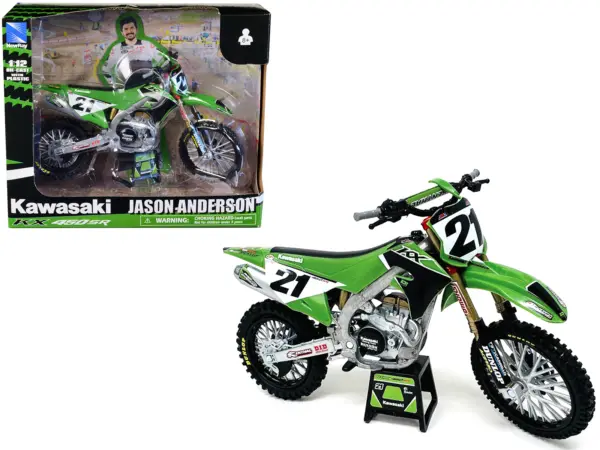 Kawasaki KX450SR Dirt Bike Motorcycle #21 Jason Anderson Green and Black "Kawasaki Racing Team" 1/12 Model by New Ray #1