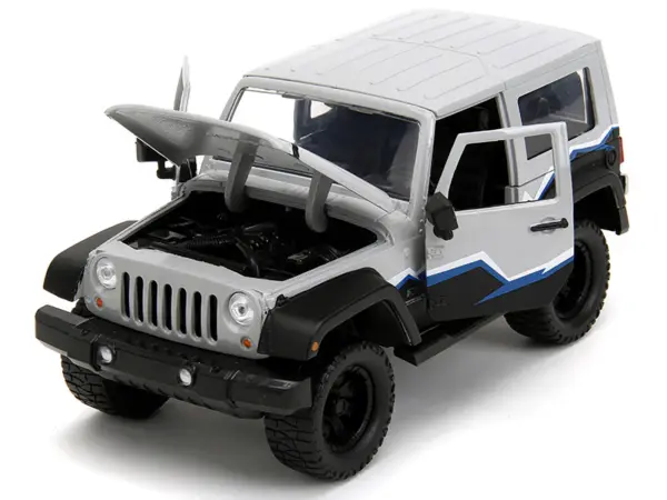 2007 Jeep Wrangler Gray and Black with Blue and White Stripes with Extra Wheels "Just Trucks" Series 1/24 Diecast Model Car by Jada #2