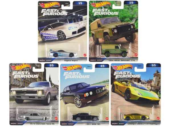 "Fast & Furious" 2023 5 piece Set D Diecast Model Cars by Hot Wheels #1