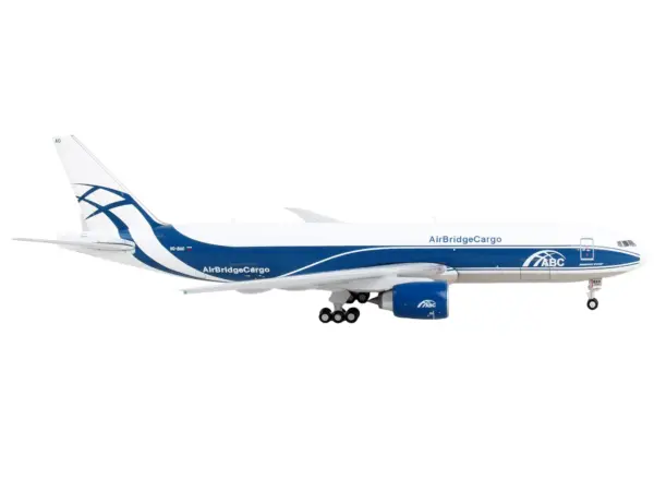Boeing 777F Commercial Aircraft "AirBridgeCargo" White with Blue Stripes 1/400 Diecast Model Airplane by GeminiJets #2