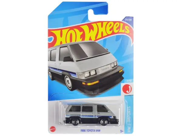 1986 Toyota Van Silver Metallic and Black with Stripes "HW J-Imports" Series Diecast Model Car by Hot Wheels #1