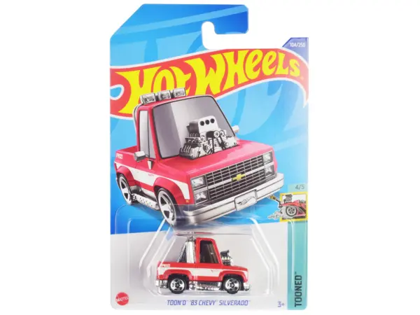 1983 Chevrolet Silverado "Toon'd" Pickup Truck Red and White "Tooned" Series Diecast Model Car by Hot Wheels #1