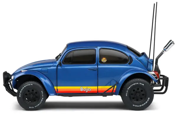 1975 Volkswagen Beetle Baja Blue Metallic with Stripes 1/18 Diecast Model Car by Solido #3