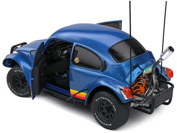 1975 Volkswagen Beetle Baja Blue Metallic with Stripes 1/18 Diecast Model Car by Solido #4