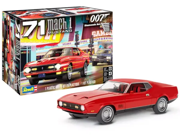 Level 4 Model Kit 1971 Ford Mustang Mach 1 James Bond 007 "Diamonds Are Forever" (1971) Movie 1/25 Scale Model by Revell #2