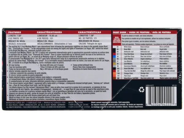 Level 4 Model Kit 1971 Ford Mustang Mach 1 James Bond 007 "Diamonds Are Forever" (1971) Movie 1/25 Scale Model by Revell #4