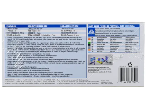 Level 4 Model Kit 1965 Chevrolet Stepside Pickup Truck 2-in-1 Kit 1/25 Scale Model by Revell #3