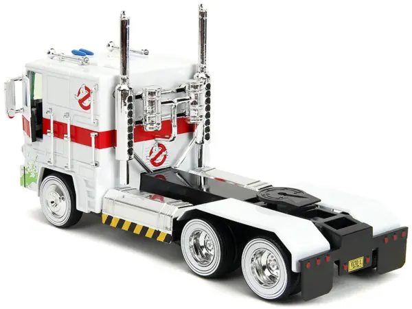G1 Autobot Optimus Prime Truck White with Robot on Chassis from "Transformers" TV Series - "Ghostbusters" (1984) Movie Crossover "Hollywood Rides" Series 1/24 Diecast Model by Jada #2
