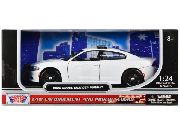 2023 Dodge Charger Pursuit Police Car Plain White "Law Enforcement and Public Service" Series 1/24 Diecast Model Car by Motormax #1