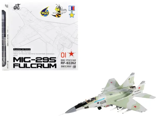 Mikoyan MiG-29S Fulcrum-C Fighter Aircraft "Hero of Russia General Sulambek Oskanov Lipetsk AB Russia" (2018) Russian Air Force 1/72 Diecast Model by JC Wings #1
