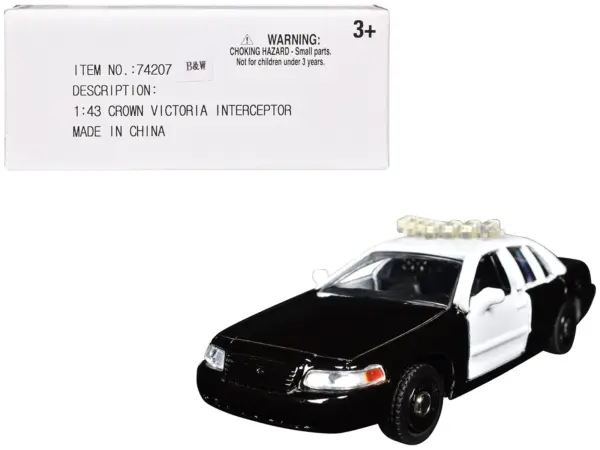 Ford Crown Victoria Police Interceptor Black and White 1/43 Diecast Model Car by Motormax #1