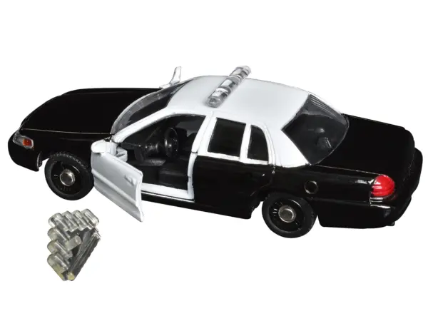 Ford Crown Victoria Police Interceptor Black and White 1/43 Diecast Model Car by Motormax #2