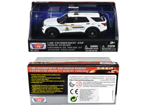 2022 Ford Police Interceptor Utility "RCMP (Royal Canadian Mounted Police)" White "Law Enforcement and Public Service" Series 1/43 Diecast Model Car by Motormax #3