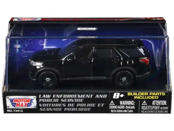 2022 Ford Police Interceptor Utility Black Unmarked "Custom Builder's Kit" "Law Enforcement and Public Service" Series 1/43 Diecast Model Car by Motormax #1