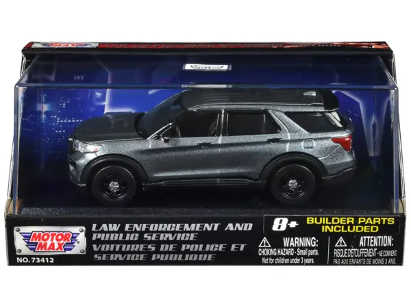 2022 Ford Police Interceptor Utility Gray Metallic Unmarked "Custom Builder's Kit" "Law Enforcement and Public Service" Series 1/43 Diecast Model Car by Motormax #1