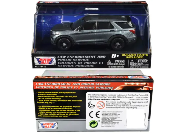 2022 Ford Police Interceptor Utility Gray Metallic Unmarked "Custom Builder's Kit" "Law Enforcement and Public Service" Series 1/43 Diecast Model Car by Motormax #3