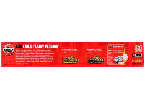 Level 3 Model Kit German Tiger I "Early Version" Tank with 2 Scheme Options 1/35 Plastic Model Kit by Airfix #3