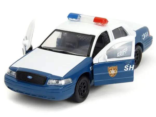 Rick Grimes' Ford Crown Victoria "Sheriff" Blue and White "The Walking Dead" (2010-2022) TV Series "Hollywood Rides" Series 1/32 Diecast Model Car by Jada #2