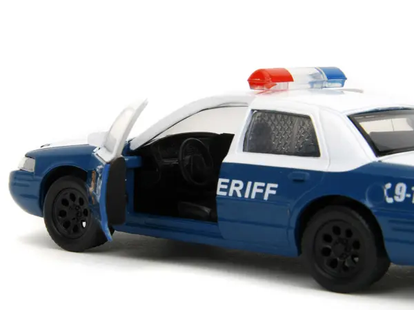 Rick Grimes' Ford Crown Victoria "Sheriff" Blue and White "The Walking Dead" (2010-2022) TV Series "Hollywood Rides" Series 1/32 Diecast Model Car by Jada #3