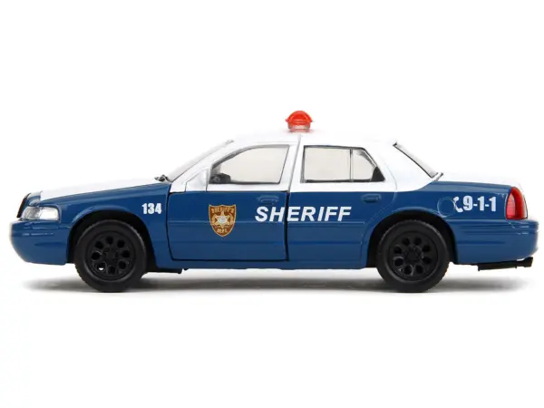 Rick Grimes' Ford Crown Victoria "Sheriff" Blue and White "The Walking Dead" (2010-2022) TV Series "Hollywood Rides" Series 1/32 Diecast Model Car by Jada #4