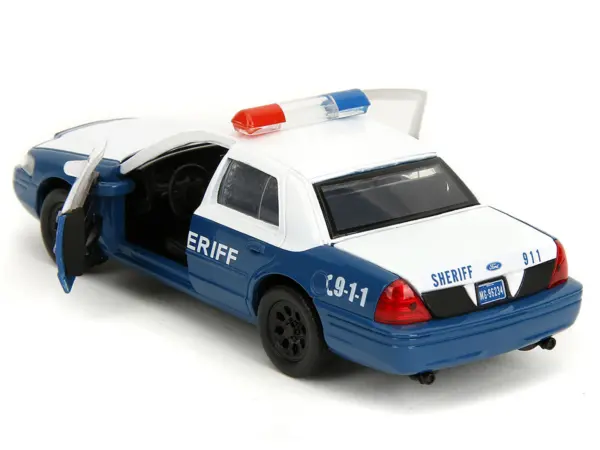 Rick Grimes' Ford Crown Victoria "Sheriff" Blue and White "The Walking Dead" (2010-2022) TV Series "Hollywood Rides" Series 1/32 Diecast Model Car by Jada #5