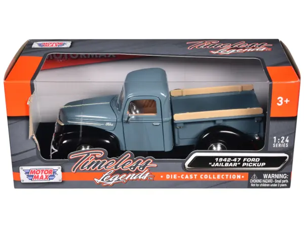 1942-47 Ford "Jailbar" Pickup Truck Blue and Black "Timeless Legends" Series 1/24 Diecast Model Car by Motormax #1