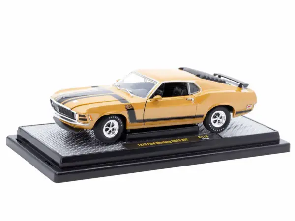 1970 Ford Mustang BOSS 302 Gold Metallic with Black Stripes Limited Edition to 6250 pieces Worldwide 1/24 Diecast Model Car by M2 Machines #2