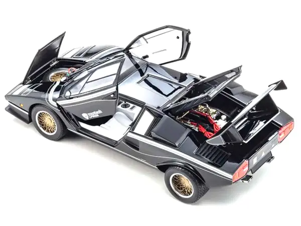 Lamborghini Countach LP 500R Black with White Interior 1/18 Diecast Model Car by Kyosho #3