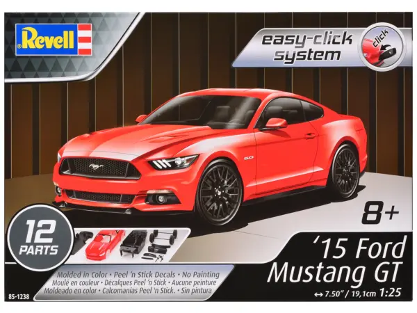 Level 2 Easy-Click Model Kit 2015 Ford Mustang GT 1/25 Scale Model by Revell #1